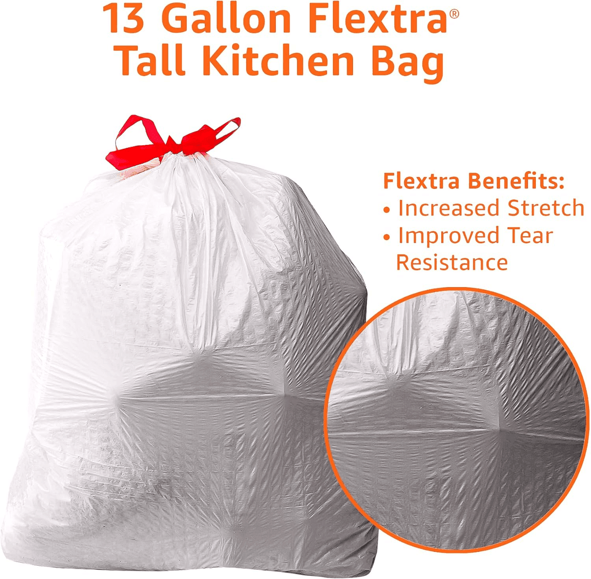 Amazon Basics 13-Gallon Flextra Trash Bags, 120-Count image 4
