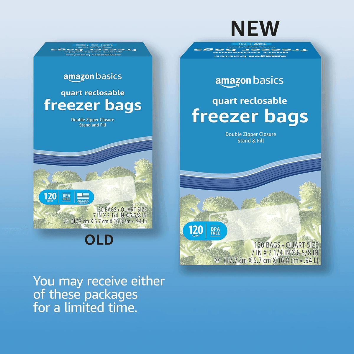 Amazon Basics Quart Freezer Bags, 120 Count image 2