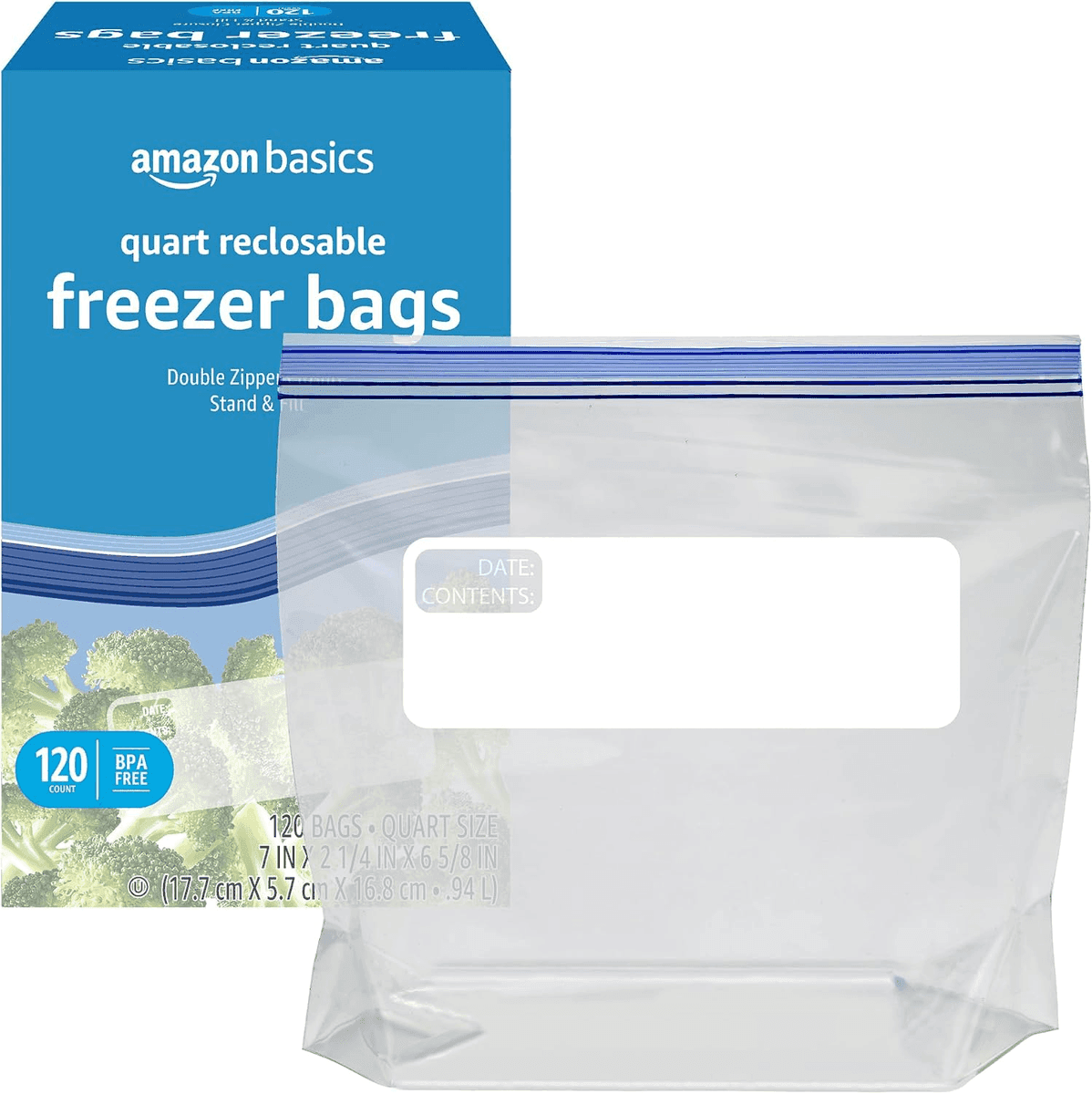 Amazon Basics Quart Freezer Bags, 120 Count image 3