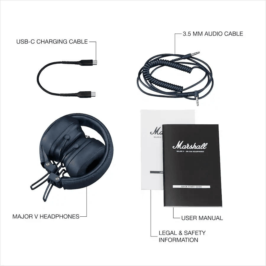 Marshall Major V Wireless On-Ear Headphones, Midnight Blue image 5