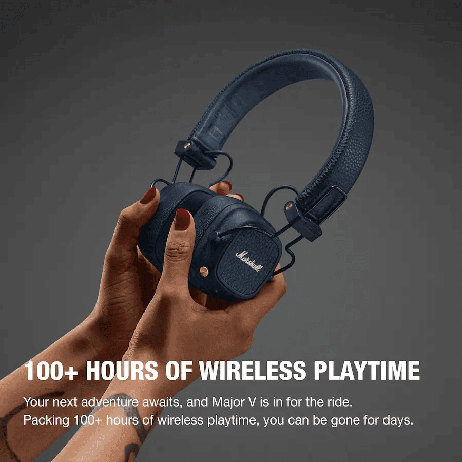Marshall Major V Wireless On-Ear Headphones, Midnight Blue image 3