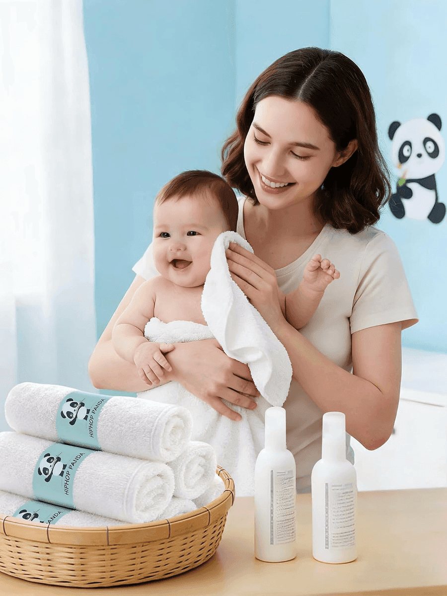 HIPHOP PANDA Bamboo Baby Washcloths, White, 6 Pack image 3