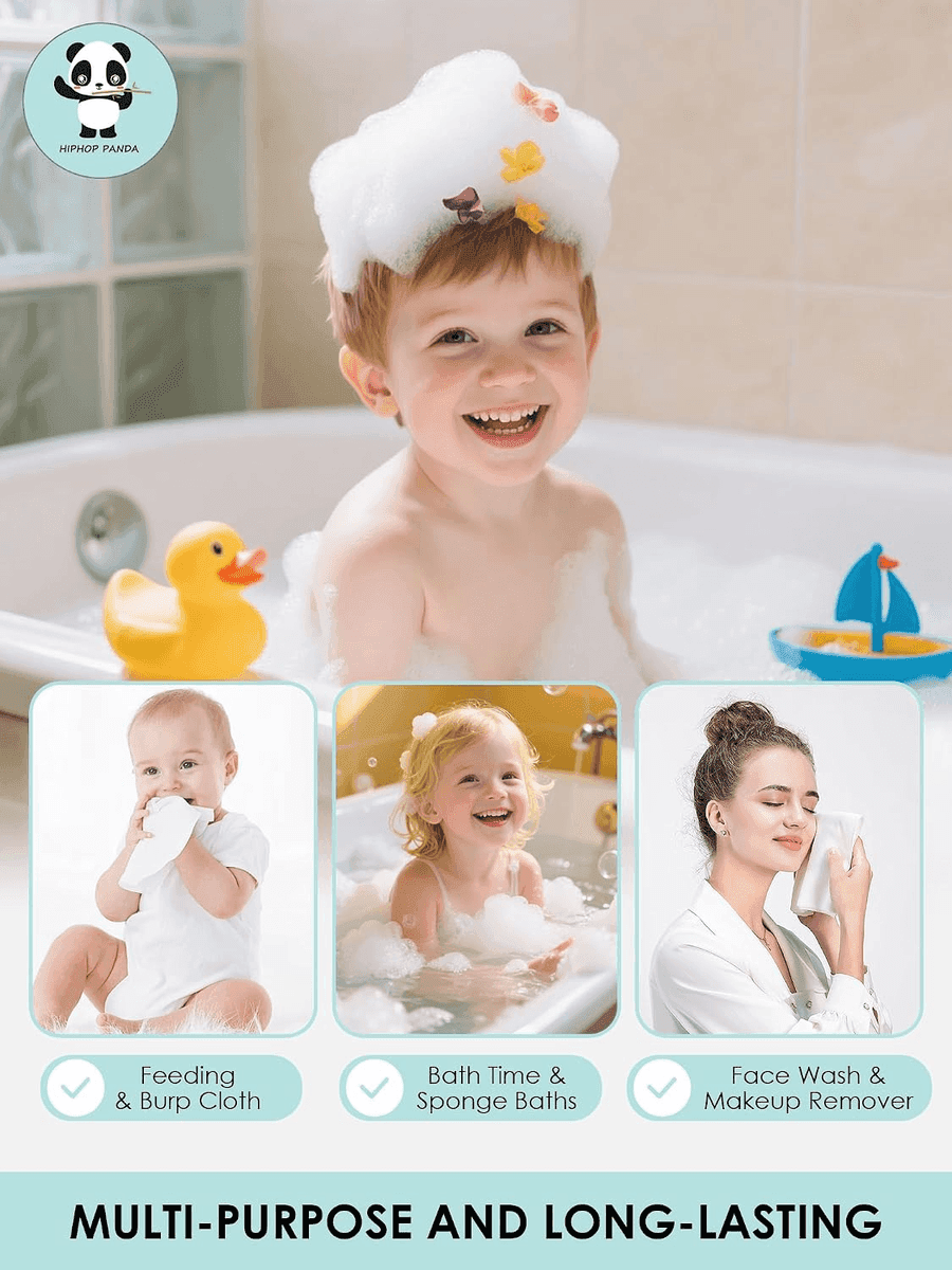 HIPHOP PANDA Bamboo Baby Washcloths, White, 6 Pack image 5