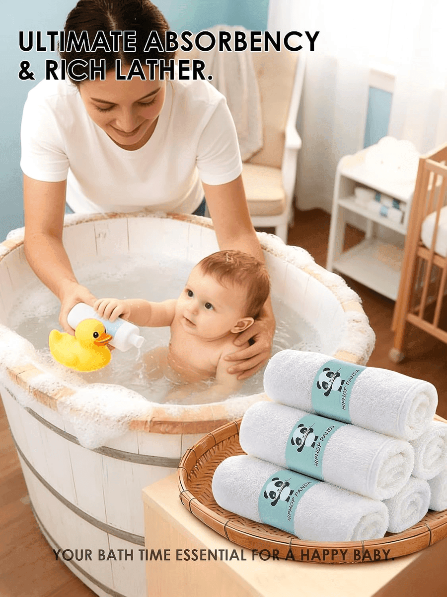 HIPHOP PANDA Bamboo Baby Washcloths, White, 6 Pack image 4