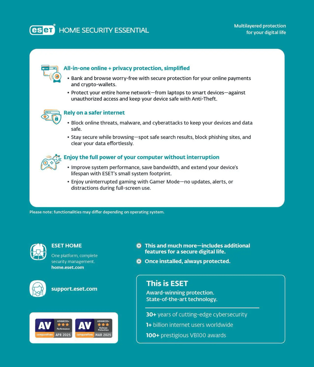 ESET Home Security Essential 2026, 3 Devices, 1 Year Download image 2