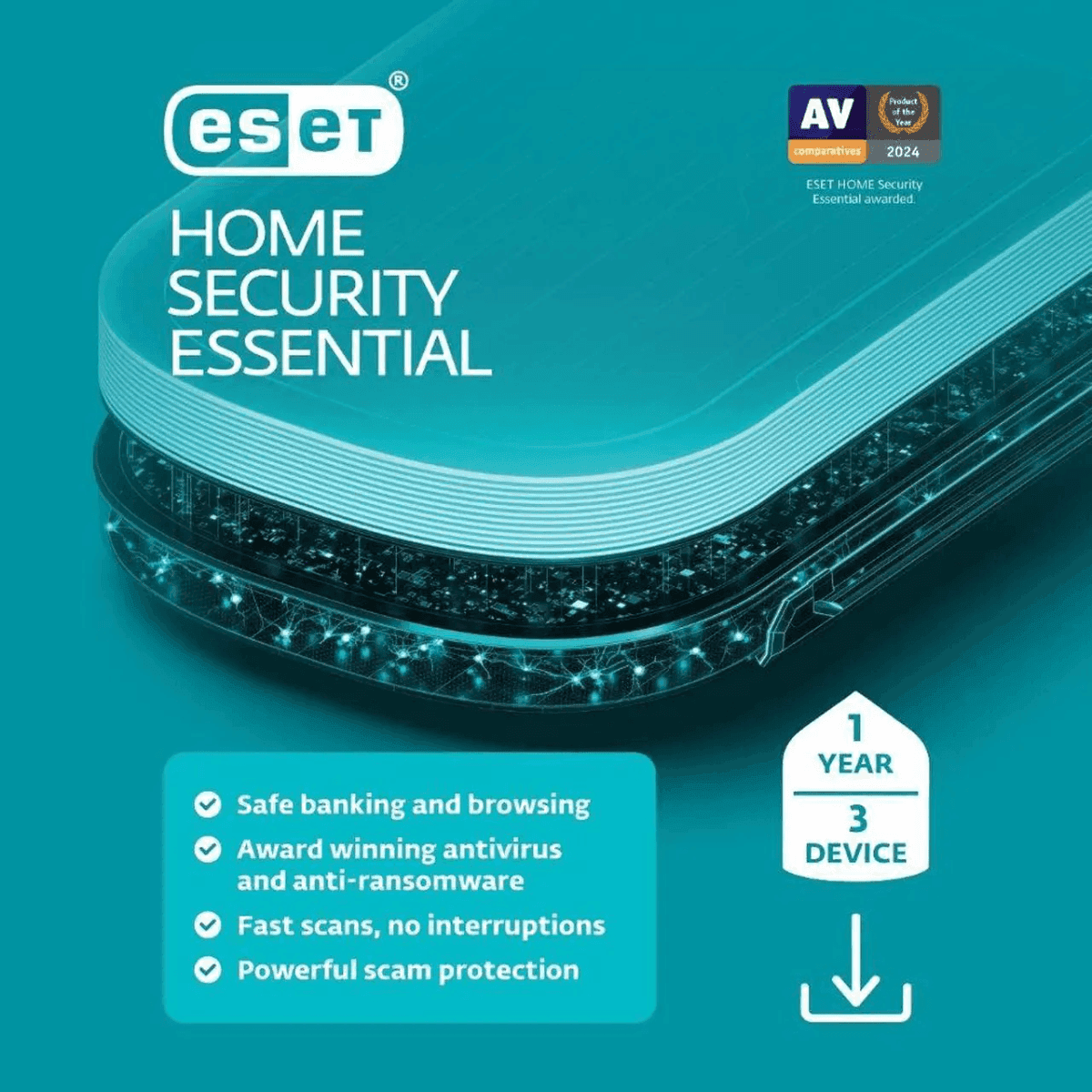 ESET Home Security Essential 2026, 3 Devices, 1 Year Download