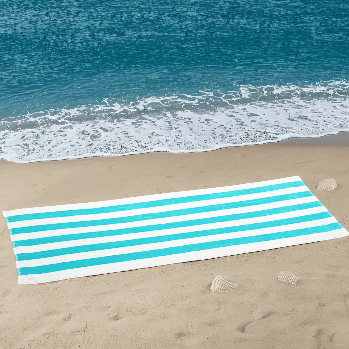 Mainstays Cabana Stripe Beach Towels, 4 Pack, Teal — $14.97 image 5