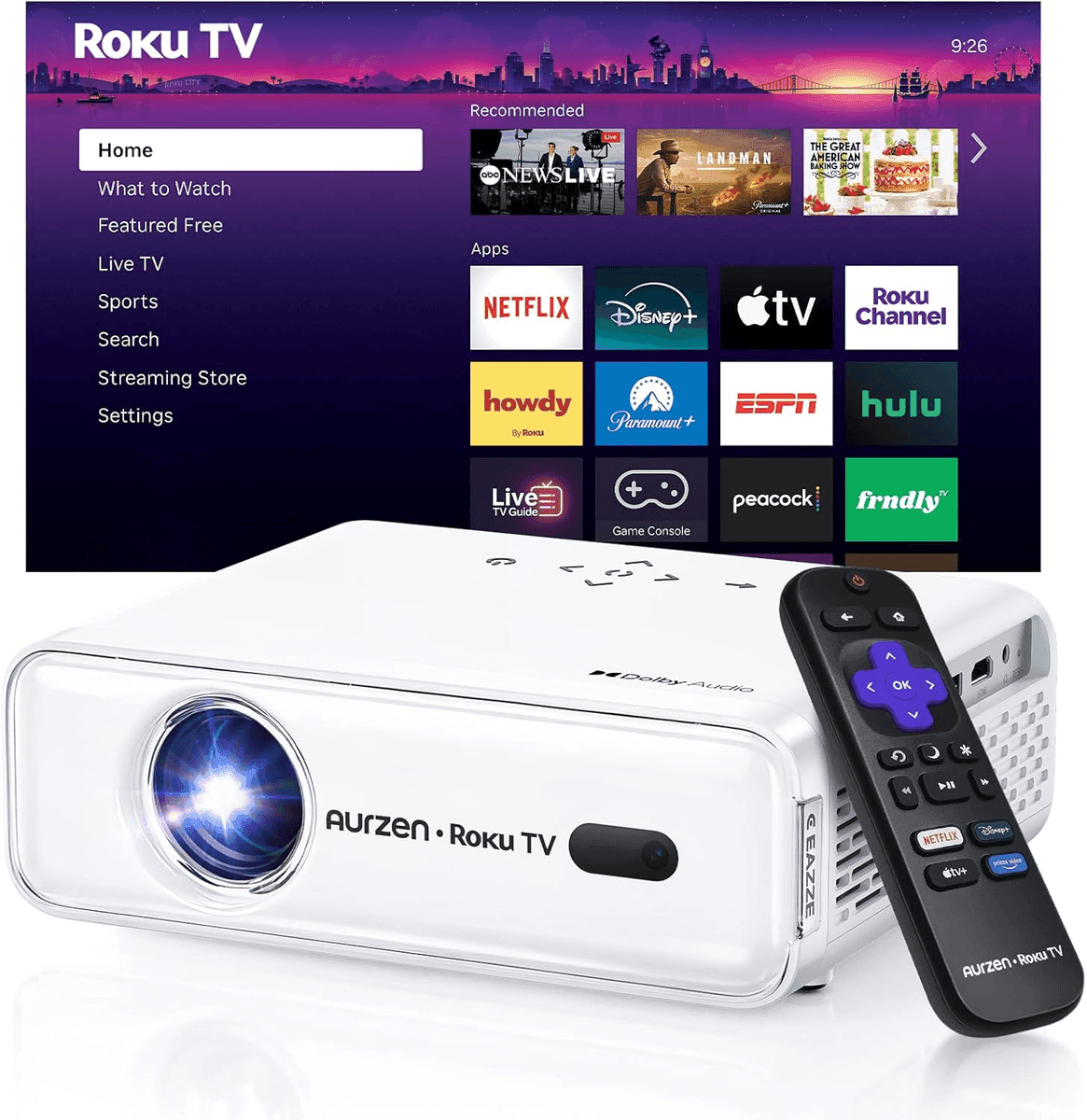 Aurzen Roku TV D1R 1080p Smart Projector — $129.99