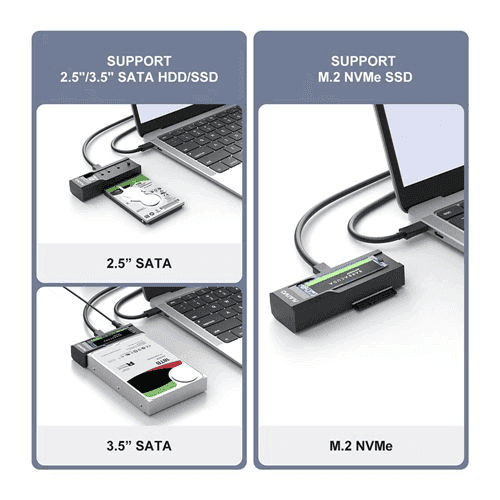 Inland USB-C 10Gbps Dual-Bay SATA/NVMe Clone Converter image 3