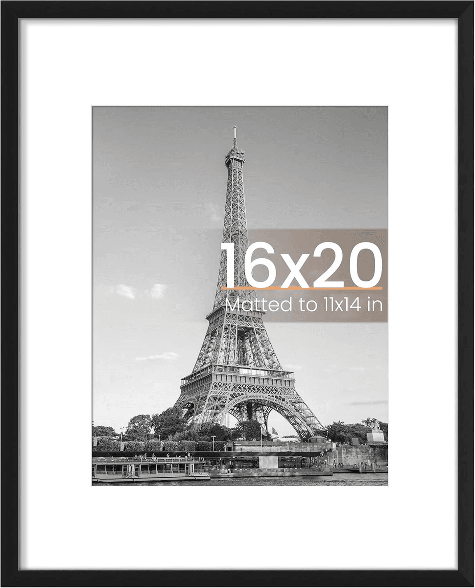 upsimples 16x20 Black Picture Frame for 11x14 with Mat
