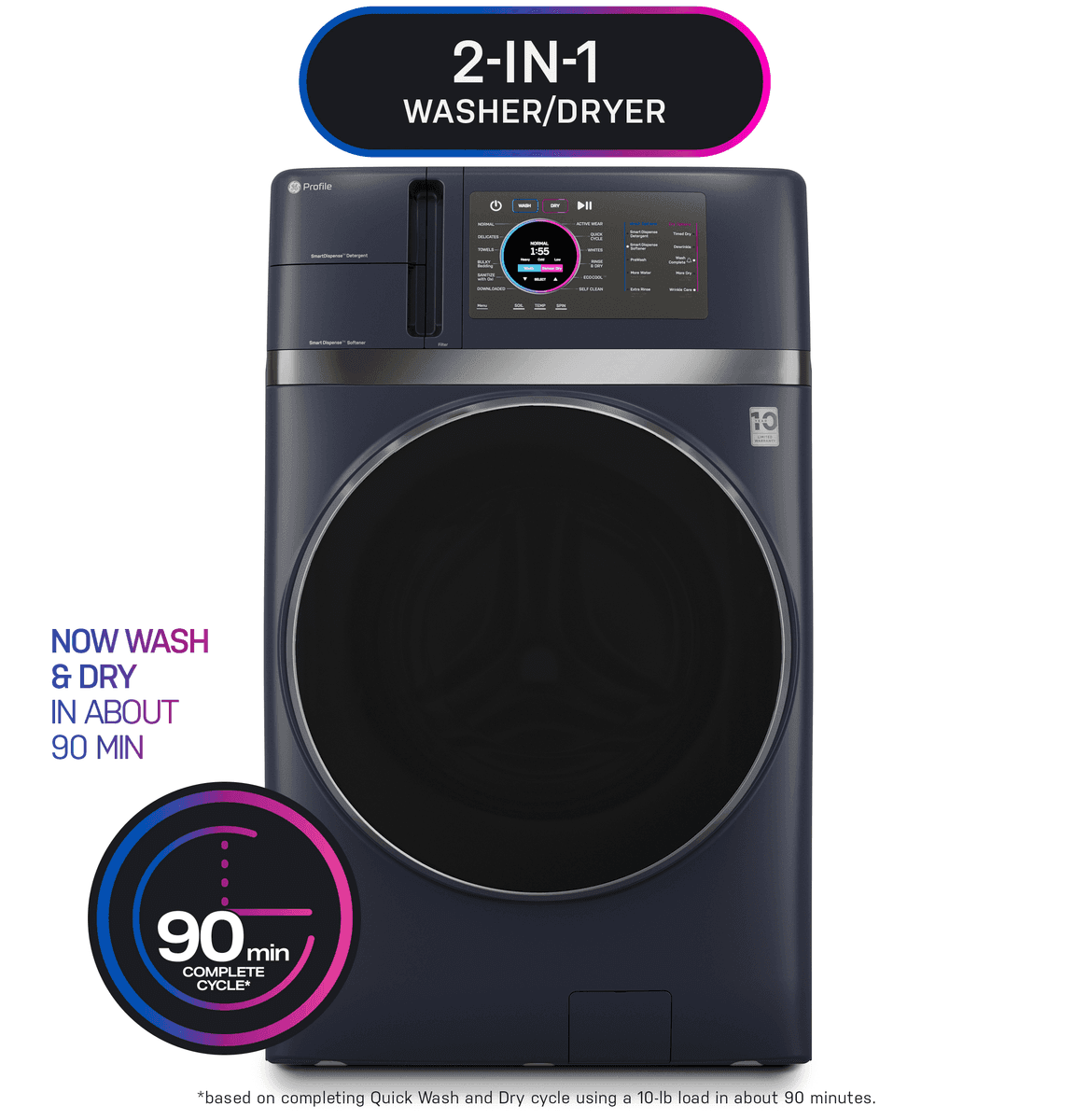 GE Profile UltraFast 4.8-cu ft Ventless Washer Dryer Combo image 3