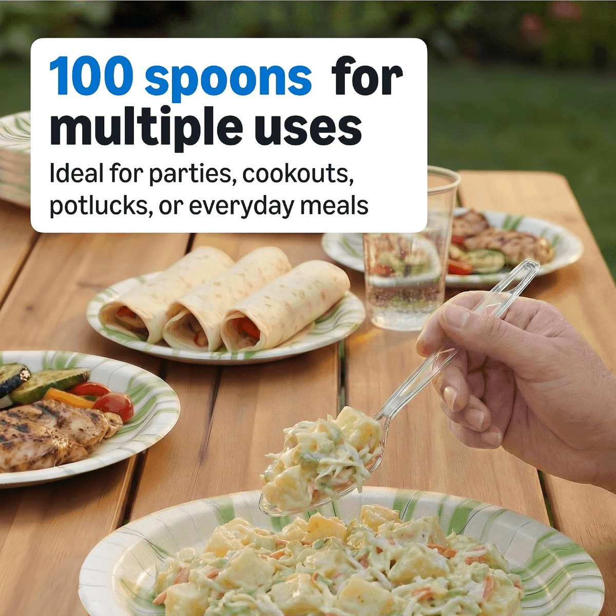 Amazon Basics Clear Plastic Spoons, 100 Count image 4