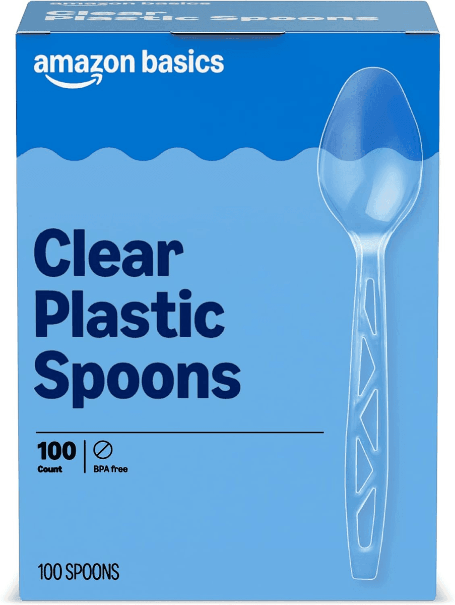 Amazon Basics Clear Plastic Spoons, 100 Count