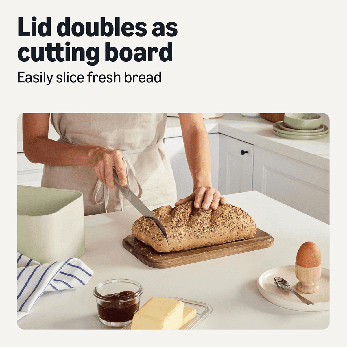 Amazon Basics Carbon Steel Bread Box with Acacia Wood Lid image 4