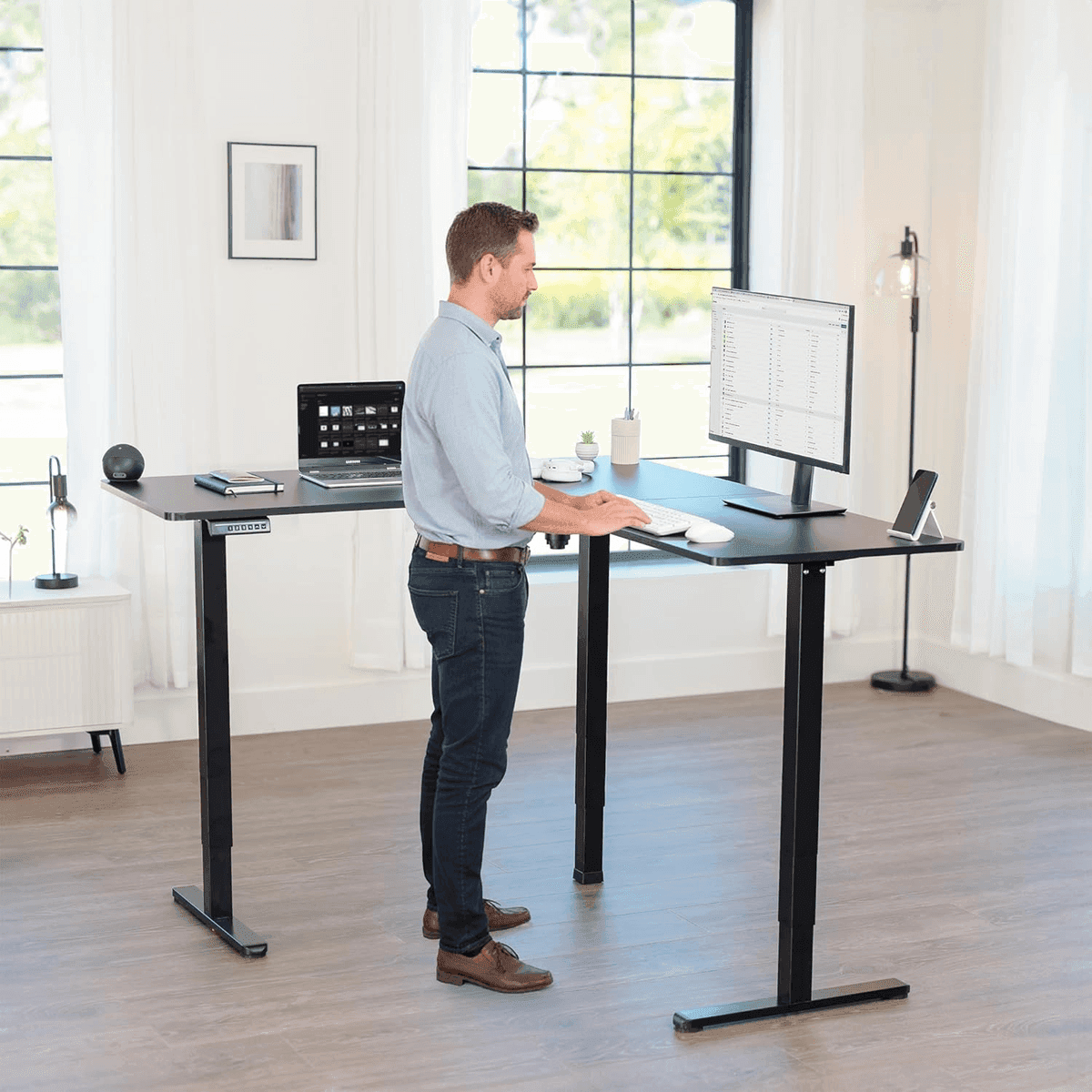 VIVO 63 x 55-Inch L-Shaped Electric Standing Desk image 2
