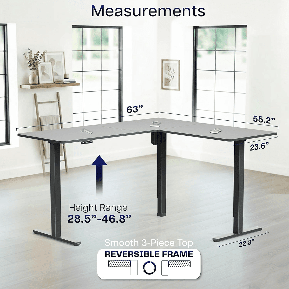 VIVO 63 x 55-Inch L-Shaped Electric Standing Desk image 5