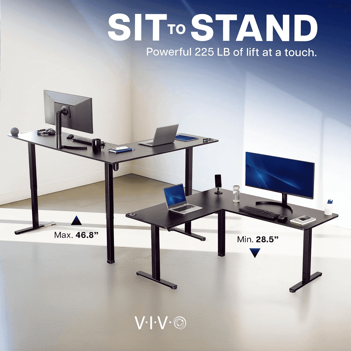 VIVO 63 x 55-Inch L-Shaped Electric Standing Desk image 3