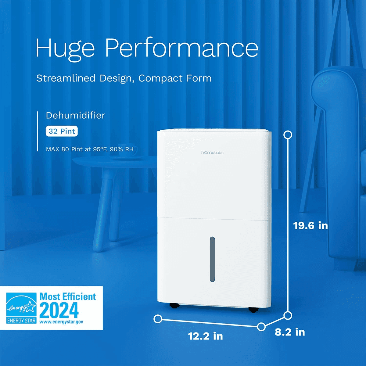 hOmeLabs 4,500 Sq. Ft. Wi-Fi Dehumidifier - 32 Pint image 2