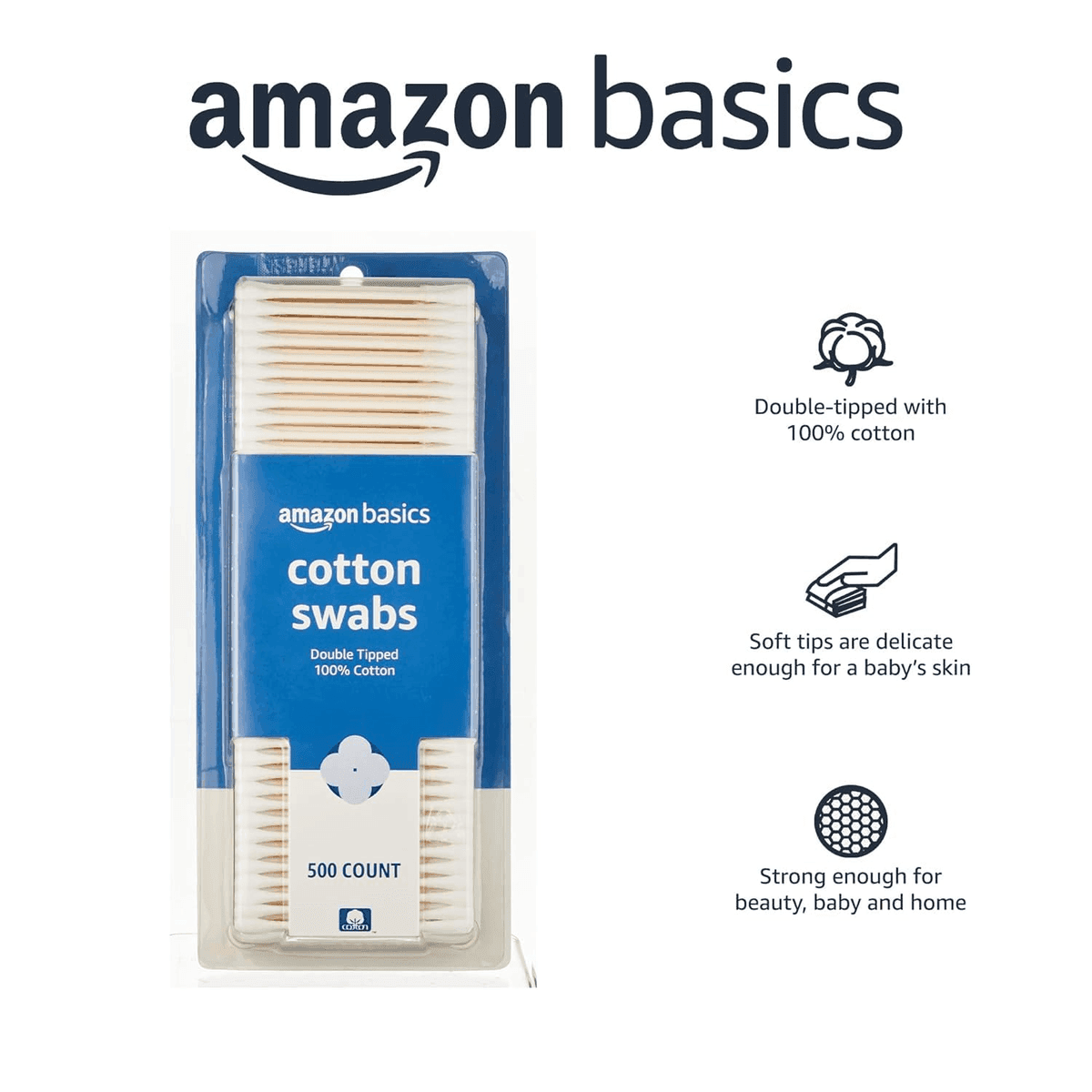 Amazon Basics Double-Tipped Cotton Swabs - 500 Count image 3