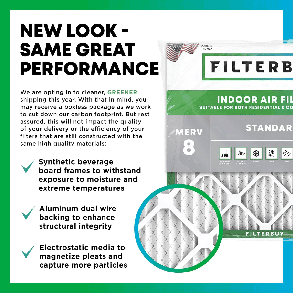 Filterbuy 20x25x1 MERV 8 HVAC Air Filters, 4-Pack image 3