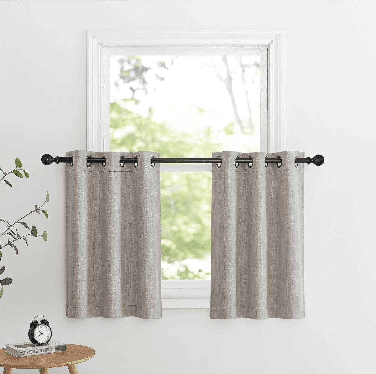 NICETOWN Faux Linen Blackout Valance Curtains, 34 x 36-Inch, 2 Panels