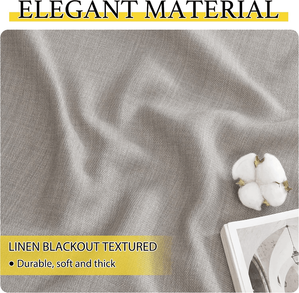 NICETOWN Faux Linen Blackout Valance Curtains, 34 x 36-Inch, 2 Panels image 5