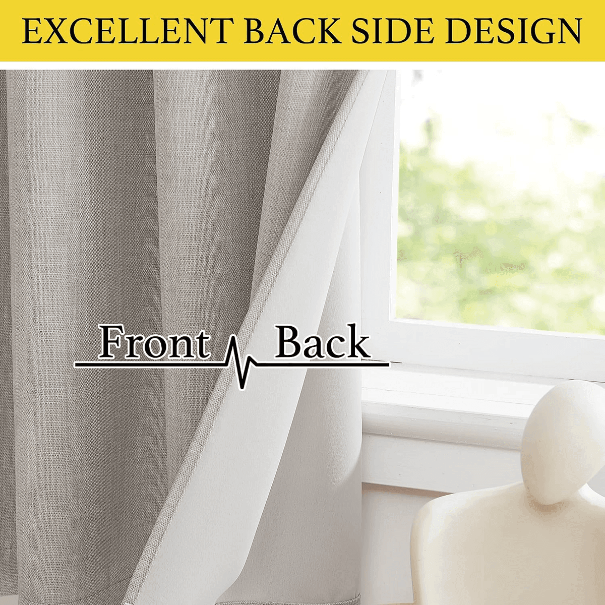 NICETOWN Faux Linen Blackout Valance Curtains, 34 x 36-Inch, 2 Panels image 3