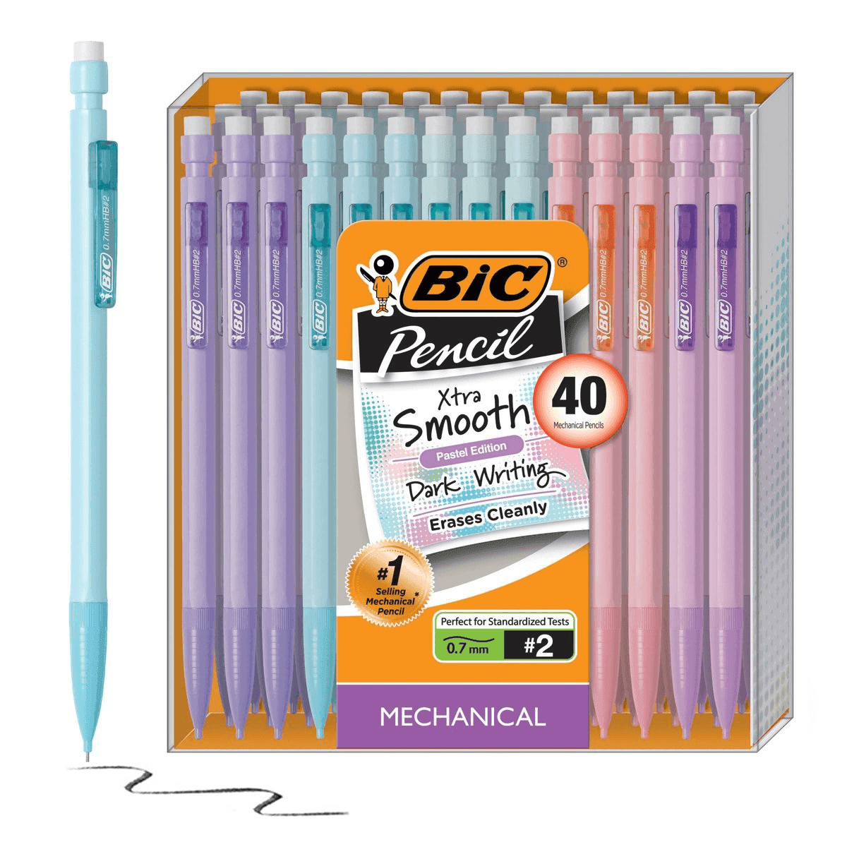 BIC Xtra Smooth Pastel 0.7mm Mechanical Pencils, 40-Pack