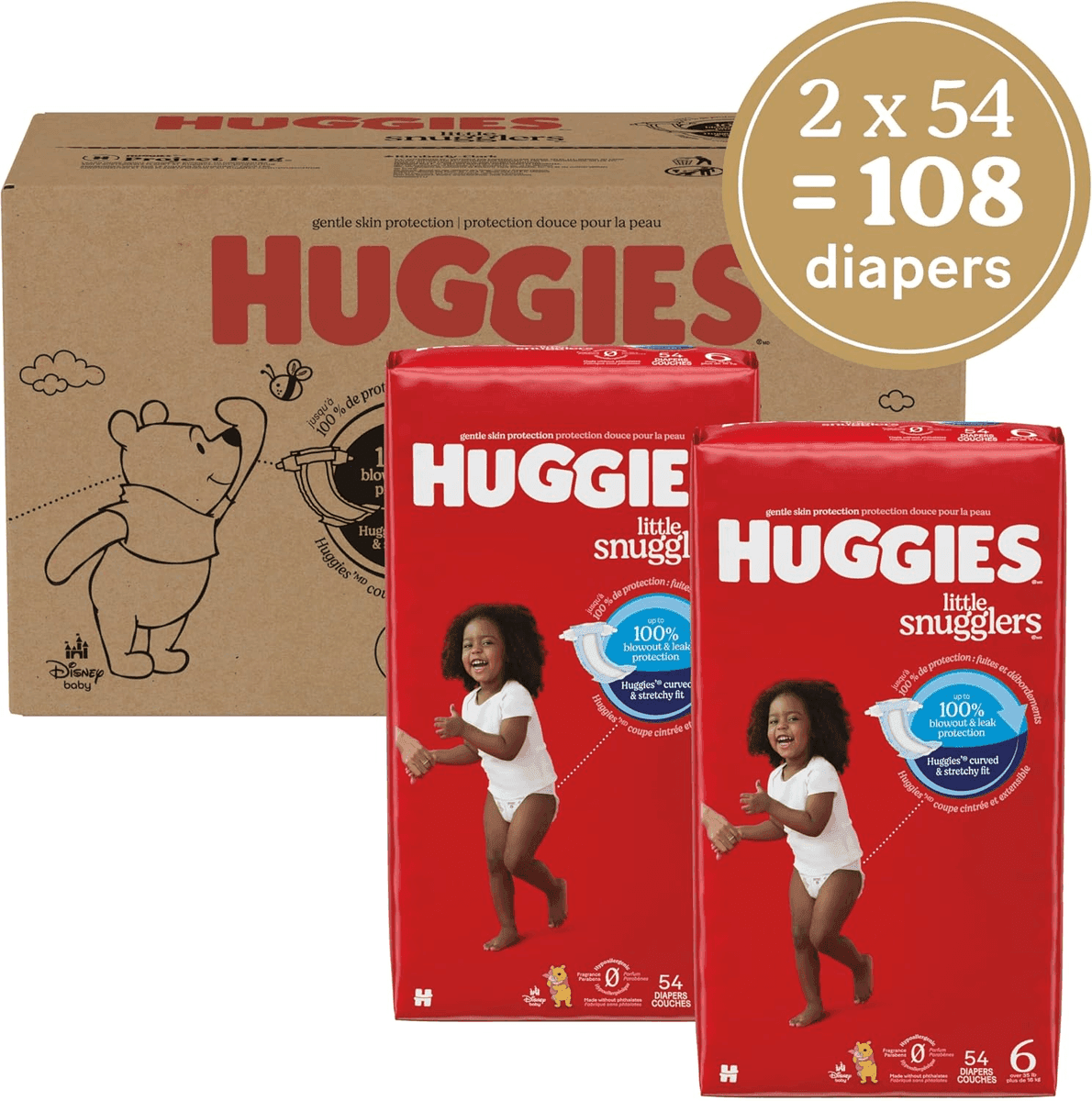 Huggies Little Snugglers Size 6 Baby Diapers, 108 Count image 2