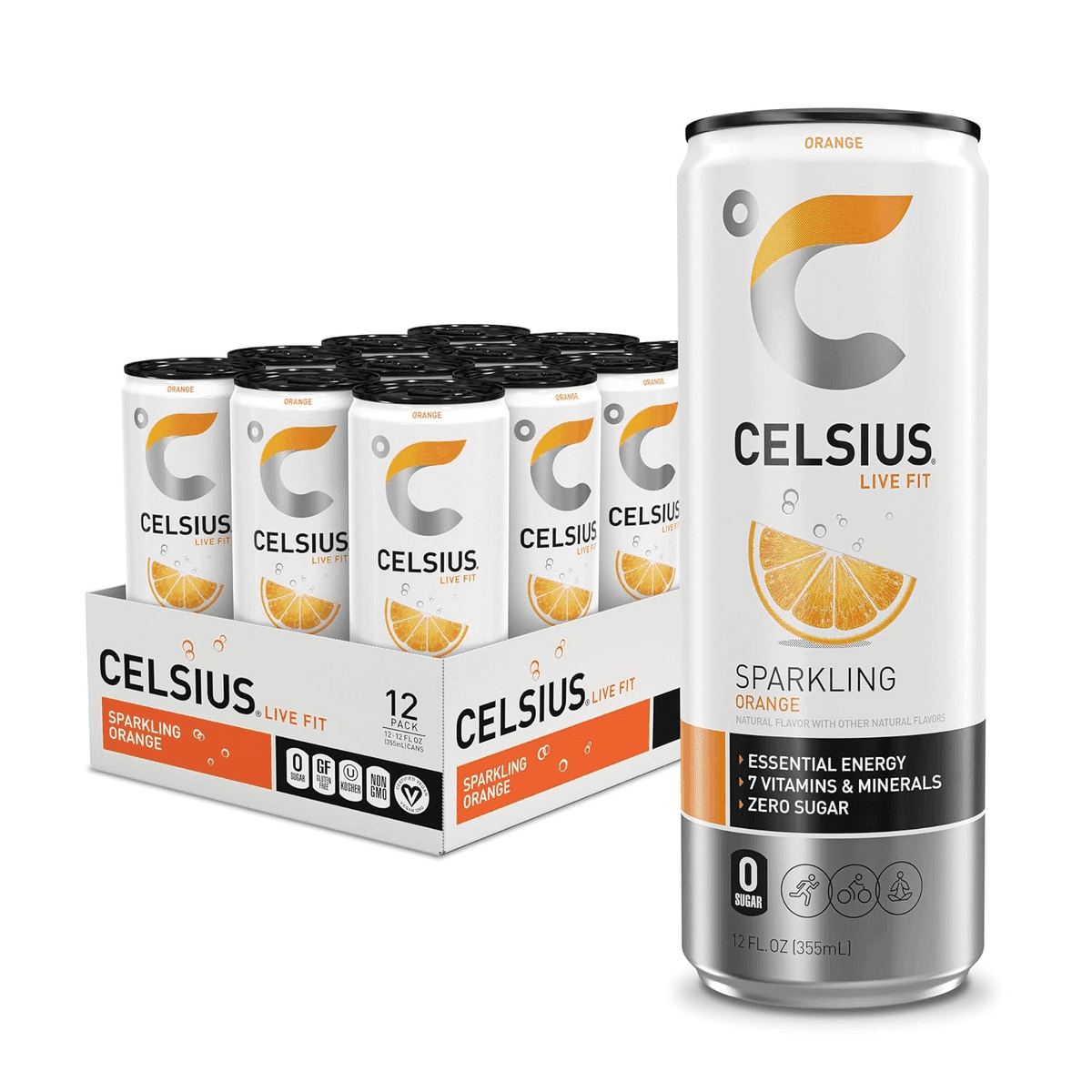 CELSIUS Sparkling Orange Energy Drink, 12-Pack