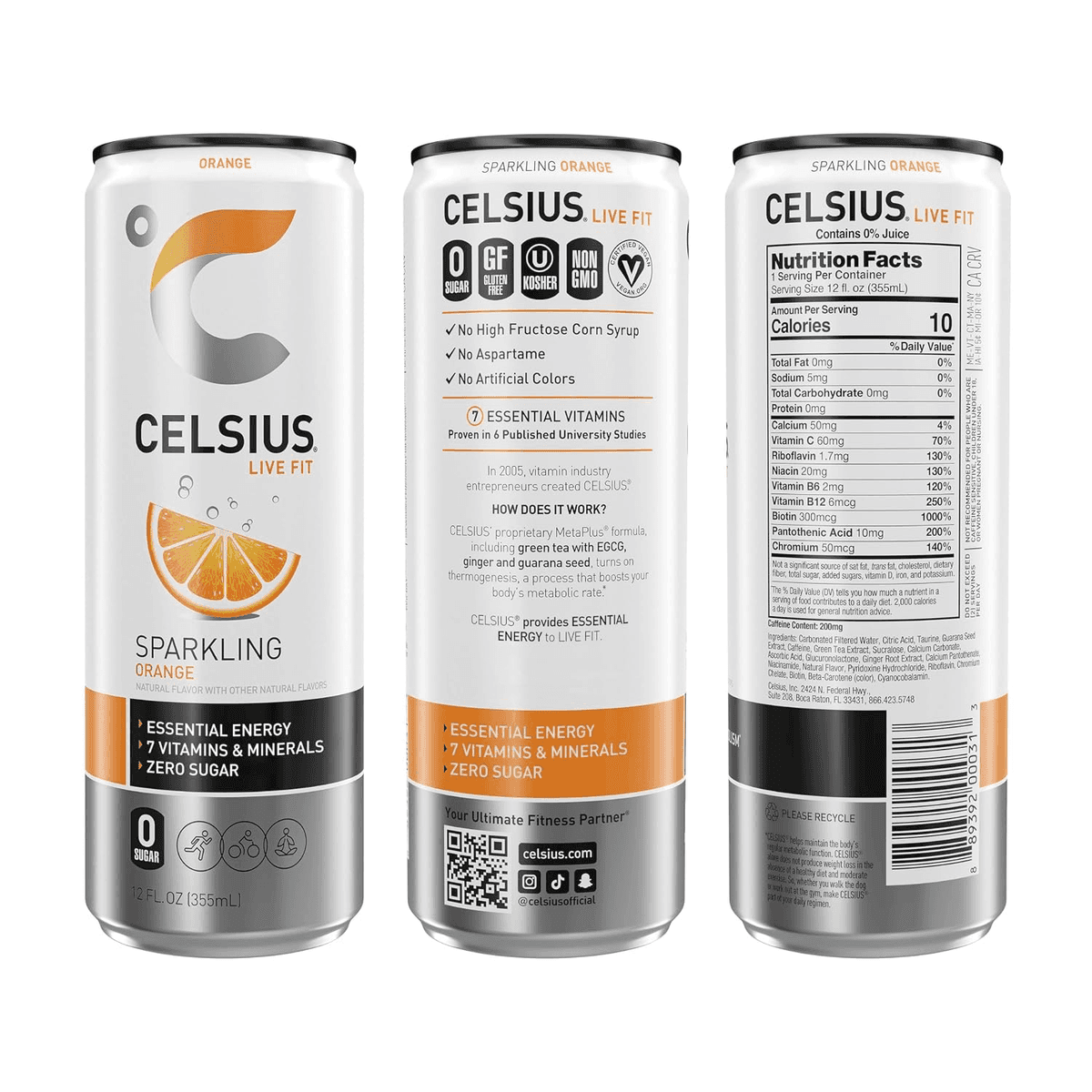 CELSIUS Sparkling Orange Energy Drink, 12-Pack image 3