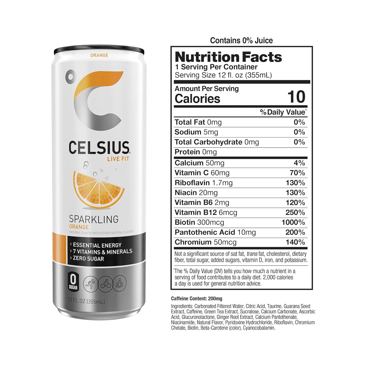 CELSIUS Sparkling Orange Energy Drink, 12-Pack image 2