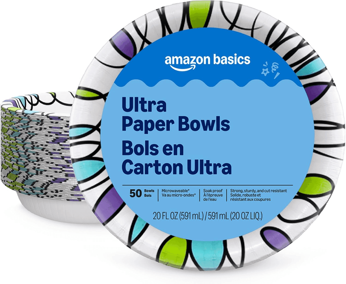 Amazon Basics Ultra 20-Ounce Paper Bowls, 50 Count