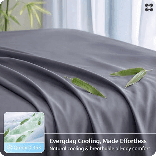 Bedsure PureWoven King Bamboo-Derived Sheet Set, Dark Grey image 2