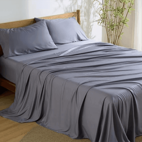 Bedsure PureWoven King Bamboo-Derived Sheet Set, Dark Grey