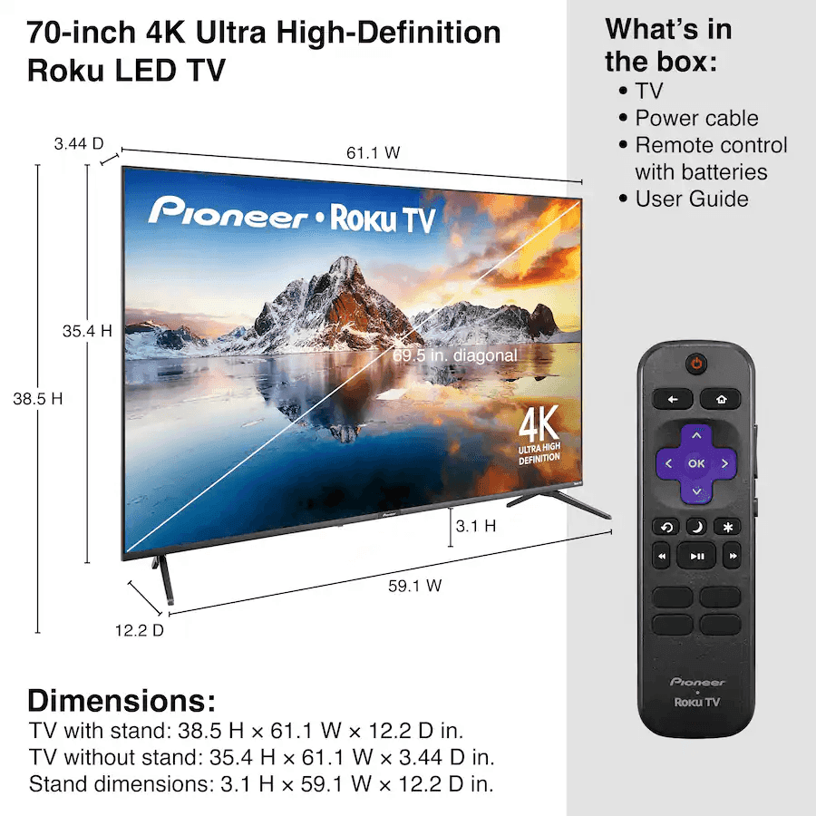 Pioneer 70-Inch 4K UHD HDR Smart Roku TV image 4