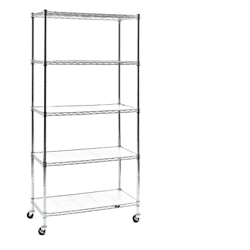 EFINE 5-Tier Rolling Carbon Steel Wire Shelving Unit