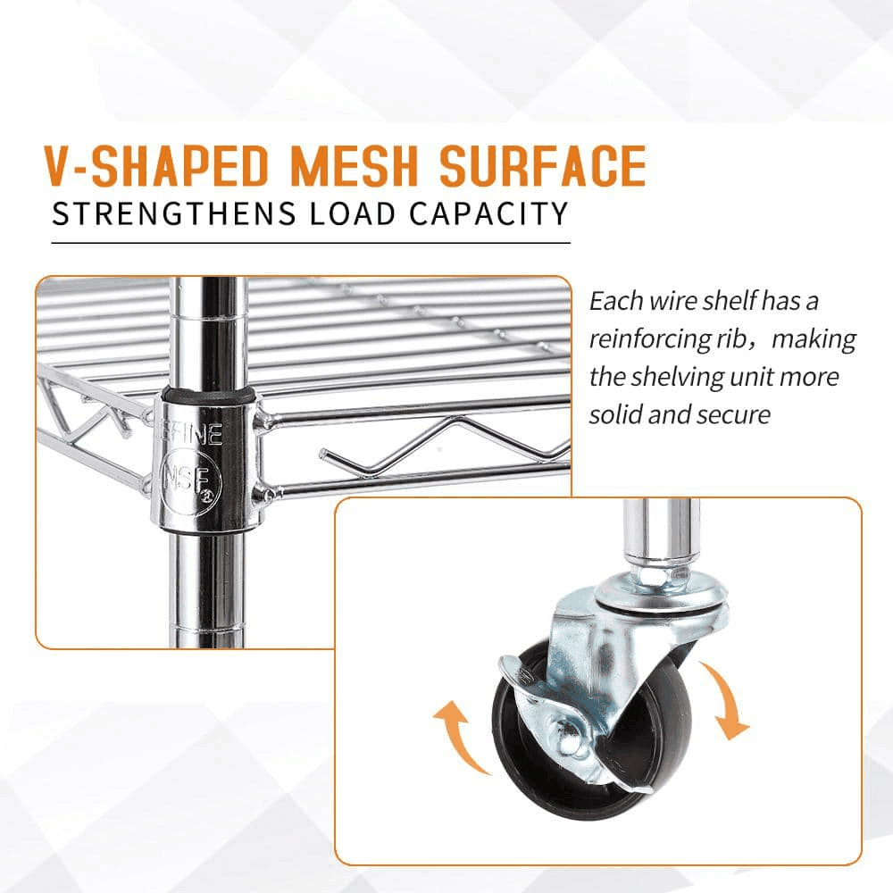 EFINE 5-Tier Rolling Carbon Steel Wire Shelving Unit image 2
