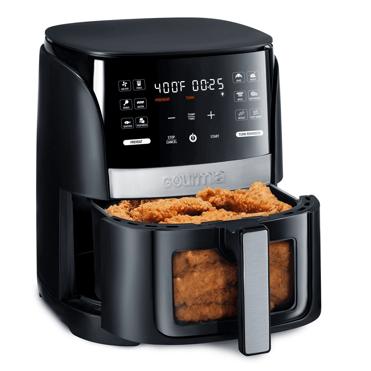 Gourmia 3-Quart Digital Air Fryer, Black/Stainless Steel image 2