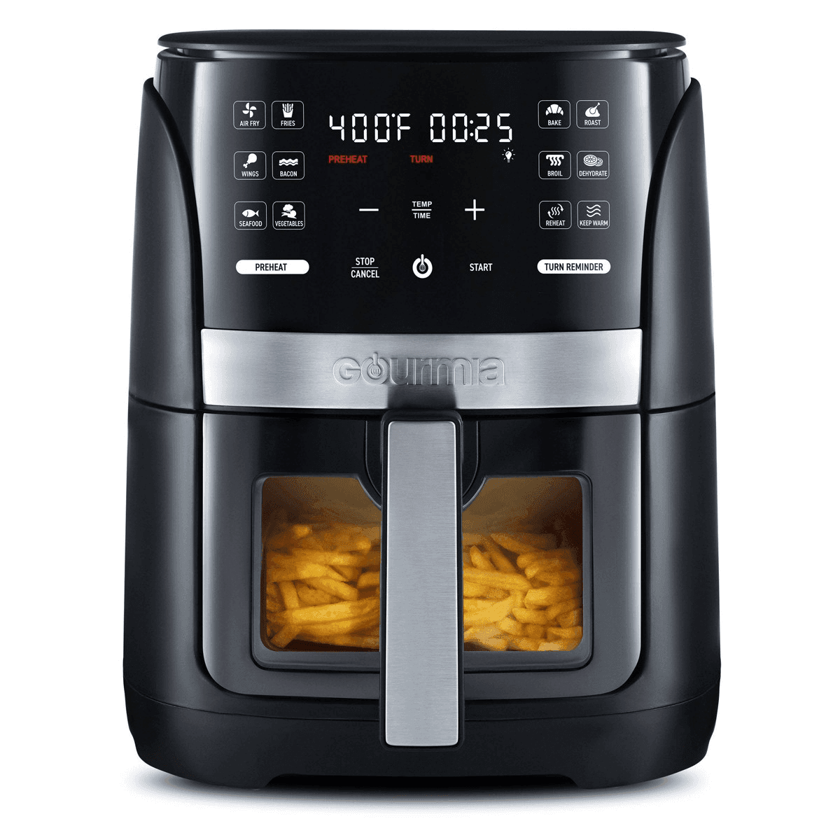 Gourmia 3-Quart Digital Air Fryer, Black/Stainless Steel