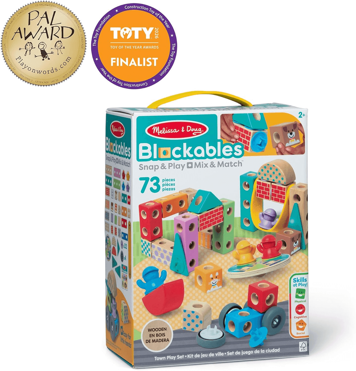 Melissa & Doug Blockables Town 73-Piece Wooden Building Set image 3