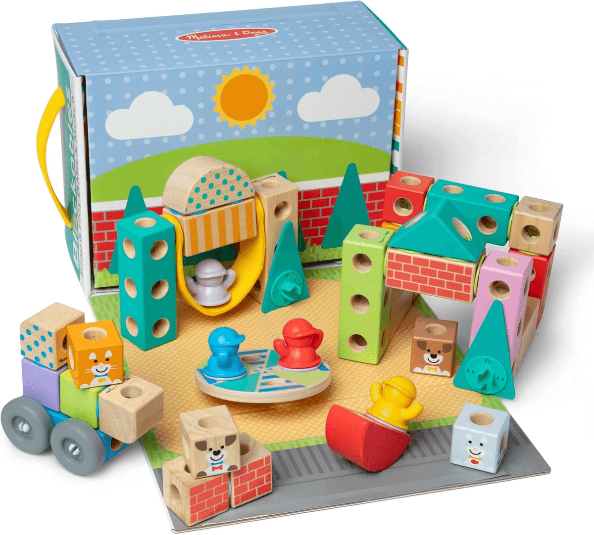 Melissa & Doug Blockables Town 73-Piece Wooden Building Set