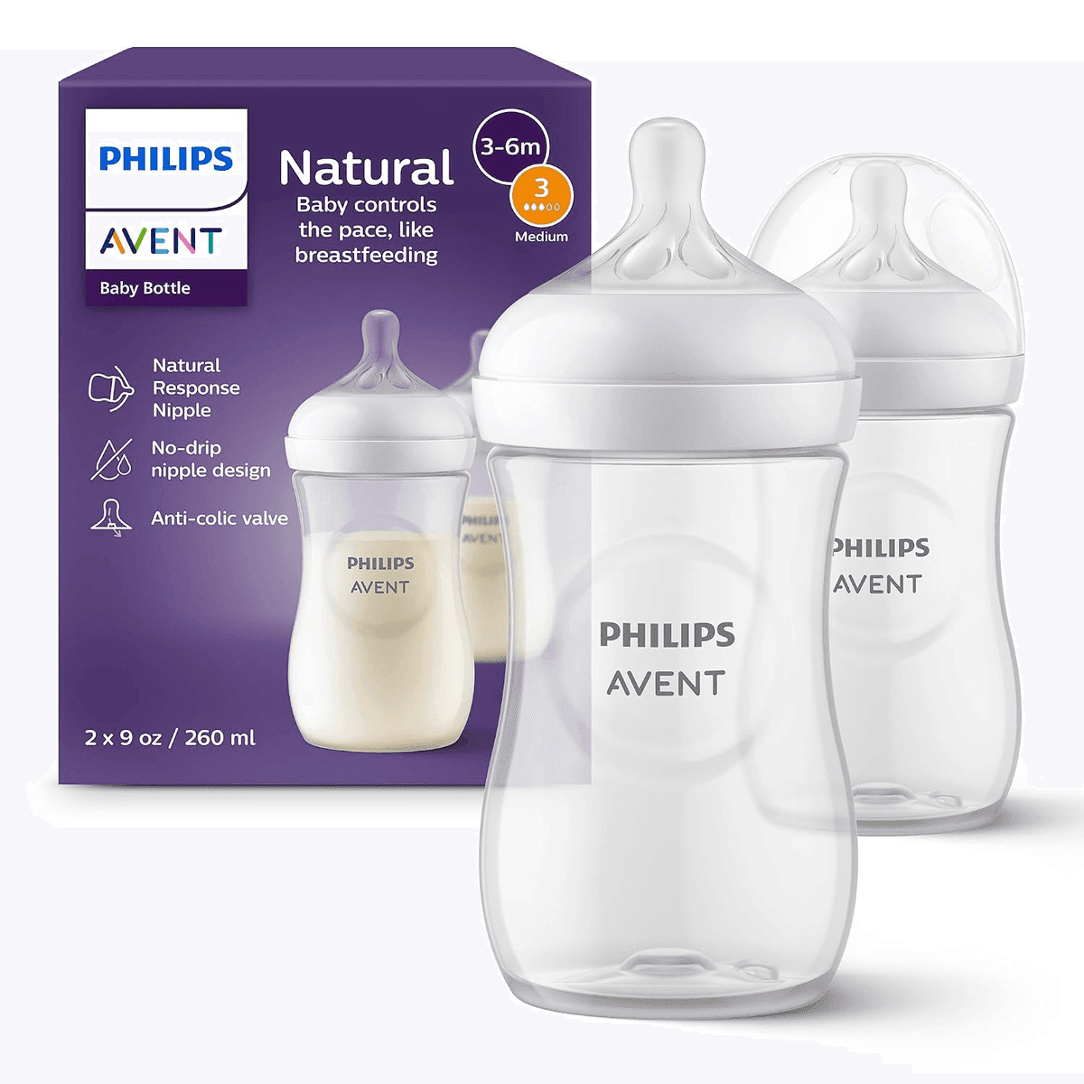Philips Avent Natural Response 9oz Baby Bottles - 2 Pack