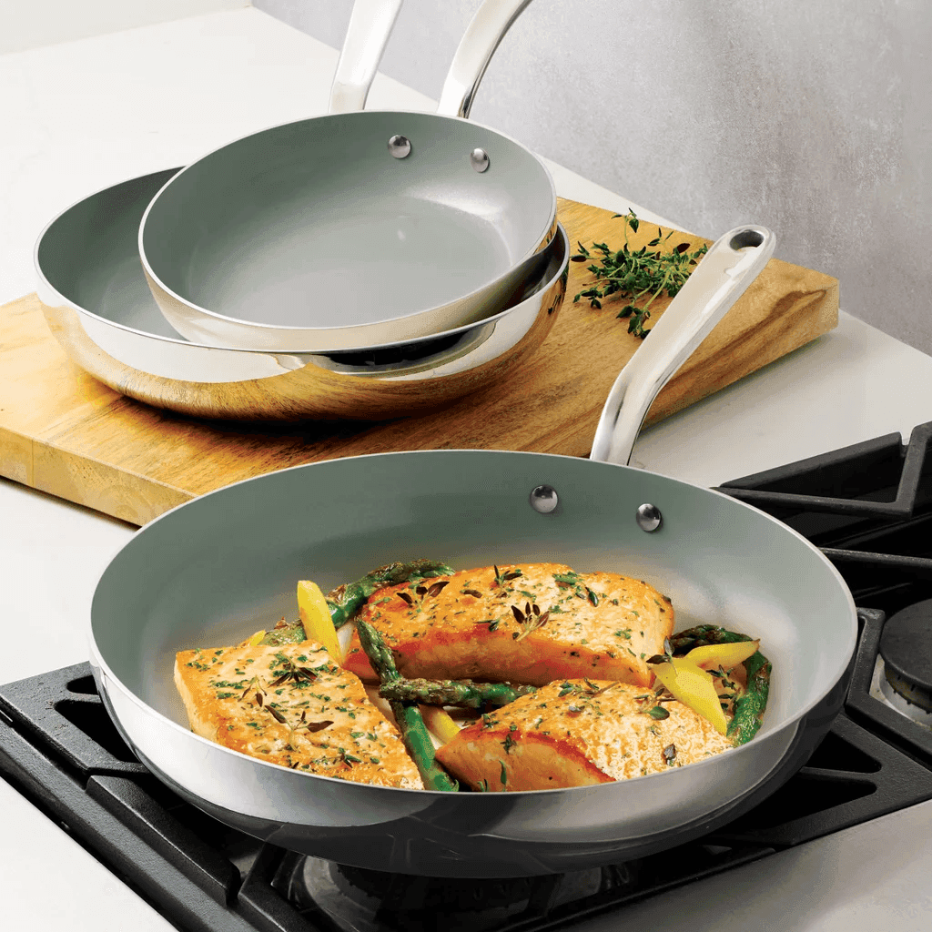 Tramontina 3-Piece Tri-Ply Clad Ceramic Nonstick Fry Pan Set