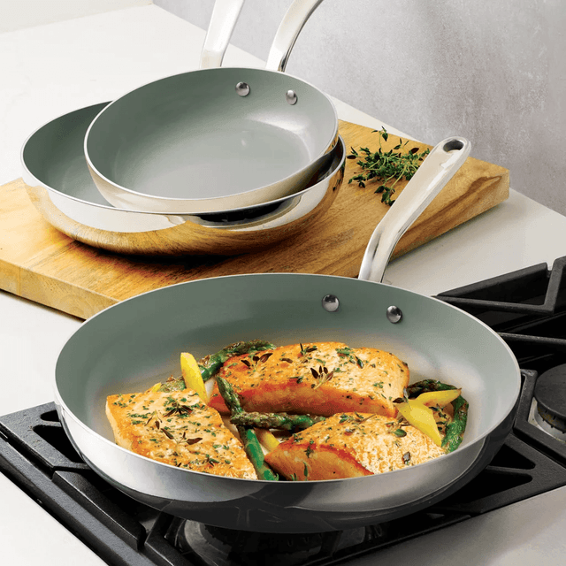 Tramontina 3-Piece Tri-Ply Clad Ceramic Nonstick Fry Pan Set image 1