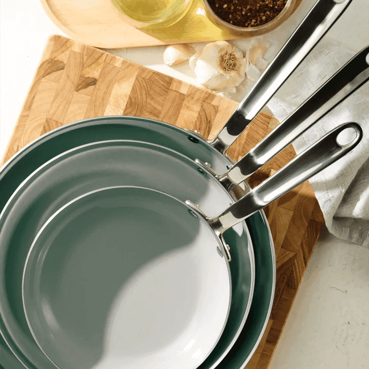 Tramontina 3-Piece Tri-Ply Clad Ceramic Nonstick Fry Pan Set image 3