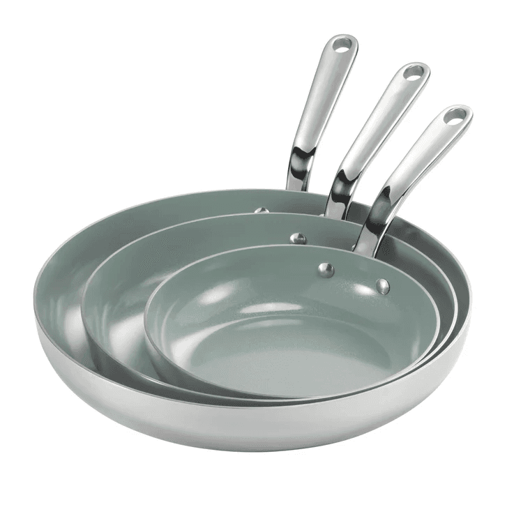Tramontina 3-Piece Tri-Ply Clad Ceramic Nonstick Fry Pan Set image 2