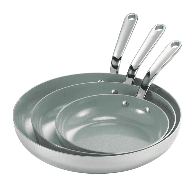 Tramontina 3-Piece Tri-Ply Clad Ceramic Nonstick Fry Pan Set image 2