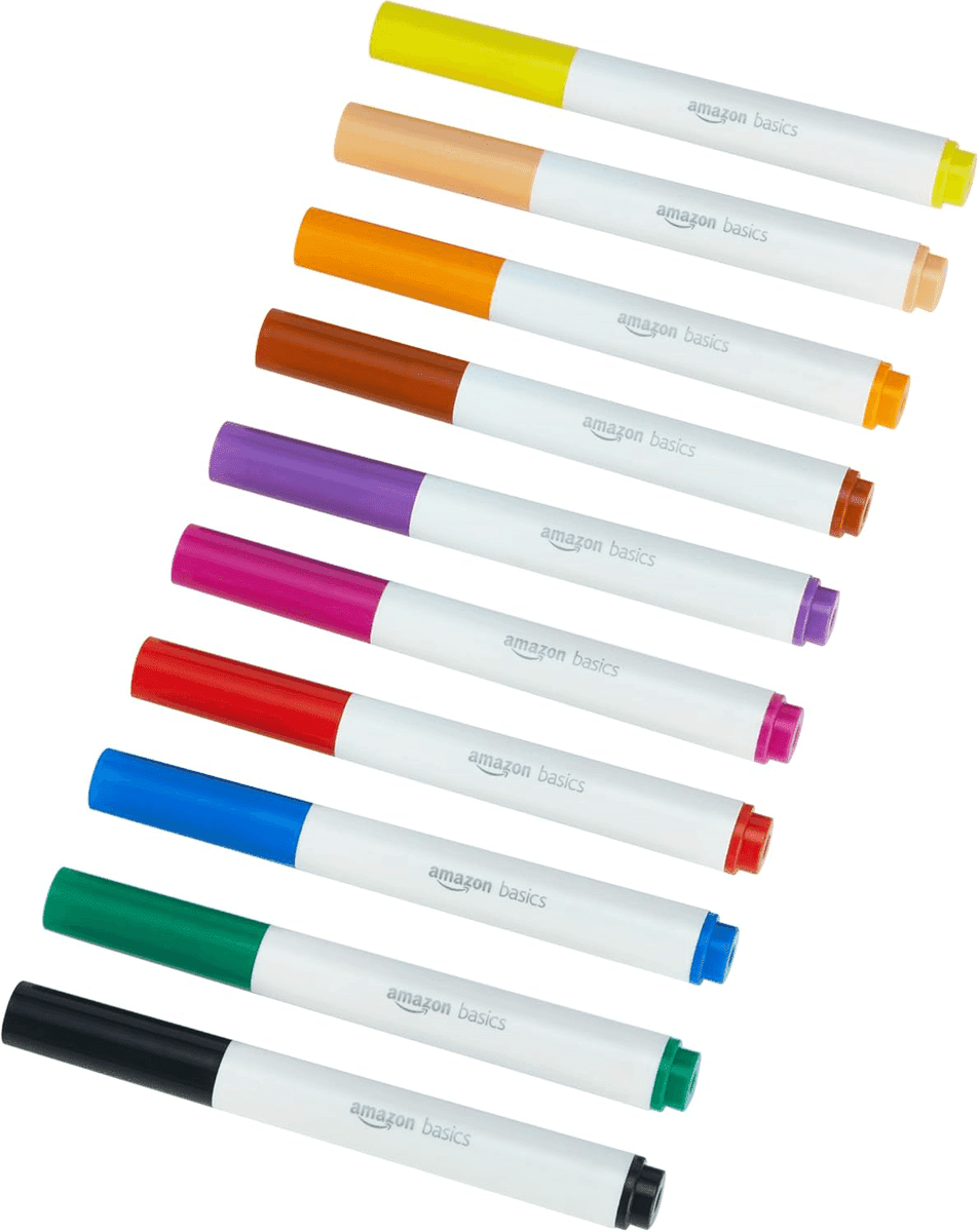 Amazon Basics Colored Washable Markers - 10 Pack