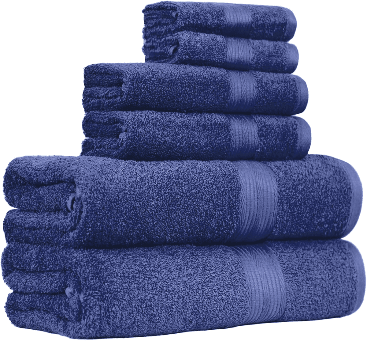 Amazon Basics 6-Piece Cotton Towel Set - Navy Blue